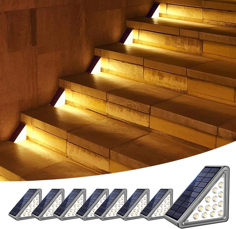 JEJOT Solar Step Lights Outdoor Stair Light, Deck Lights Outdoor Powered IP65 Waterproof, 2CCT Solar Outdoor Step Light, Decor for Stair, Deck, Step, Sidewalk, Porch and Outside Patio,2CCT,8 Pack - Image 1